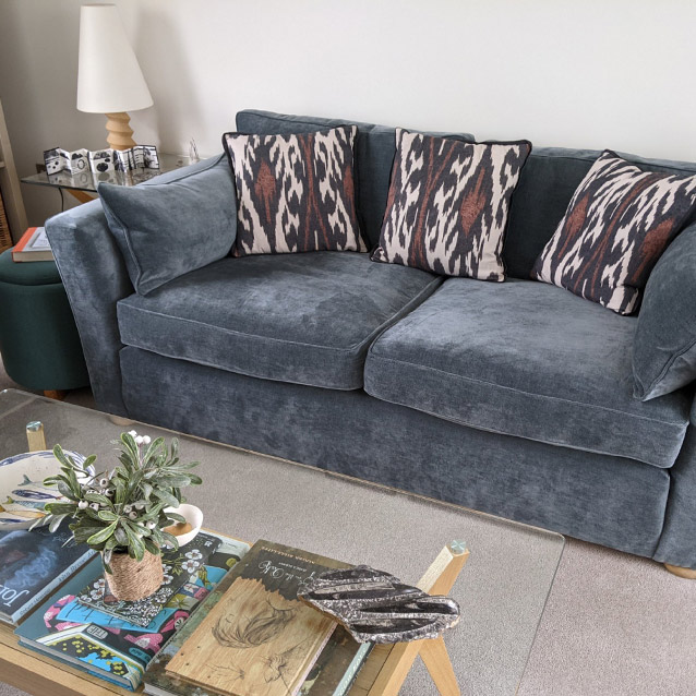Aldeburgh 3 Seater Sofa in Warwick Manolo Velvet Atlantic